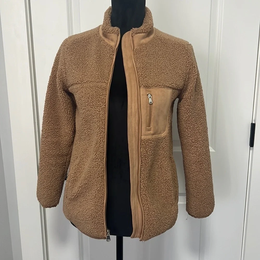 Copper Key Girls Caramel Faux Fur Fleece Jacket Zipper Closure 3 Pockets 10/12